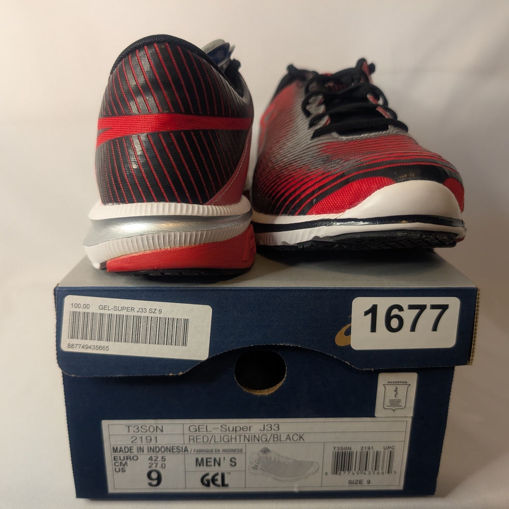 NIB ASICS Gel-Super J33 Men's Size 9 Red and Black Running Shoes - Picture 7 of 8